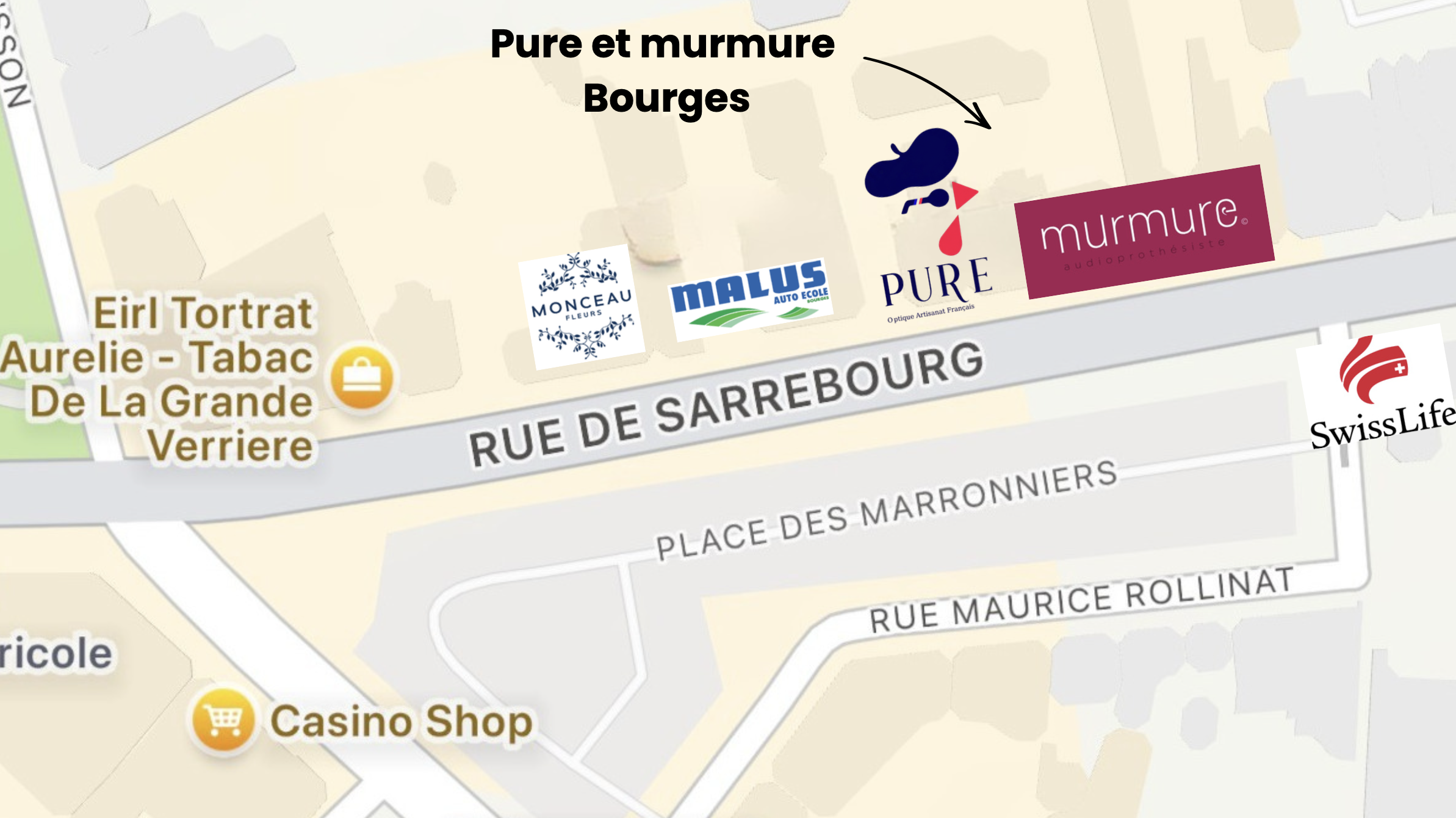 Plan du quartier autour de la boutique Pure Optique Bourges